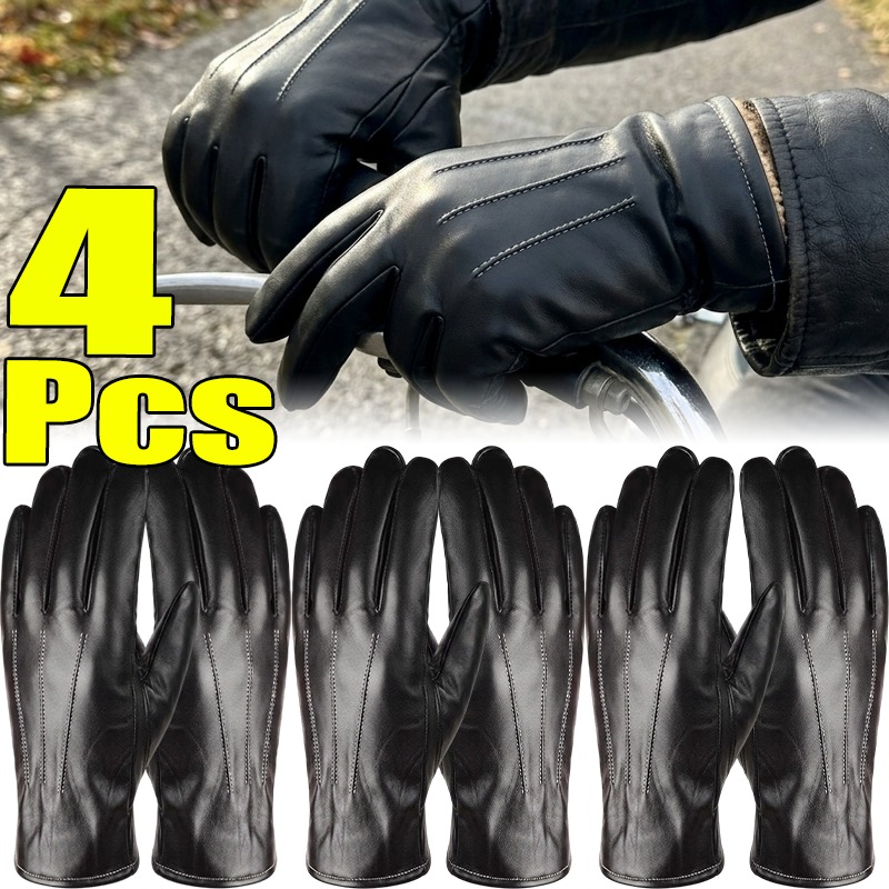 Winter Cycling Commute - Guantes Térmicos de Cuero PU Unisex